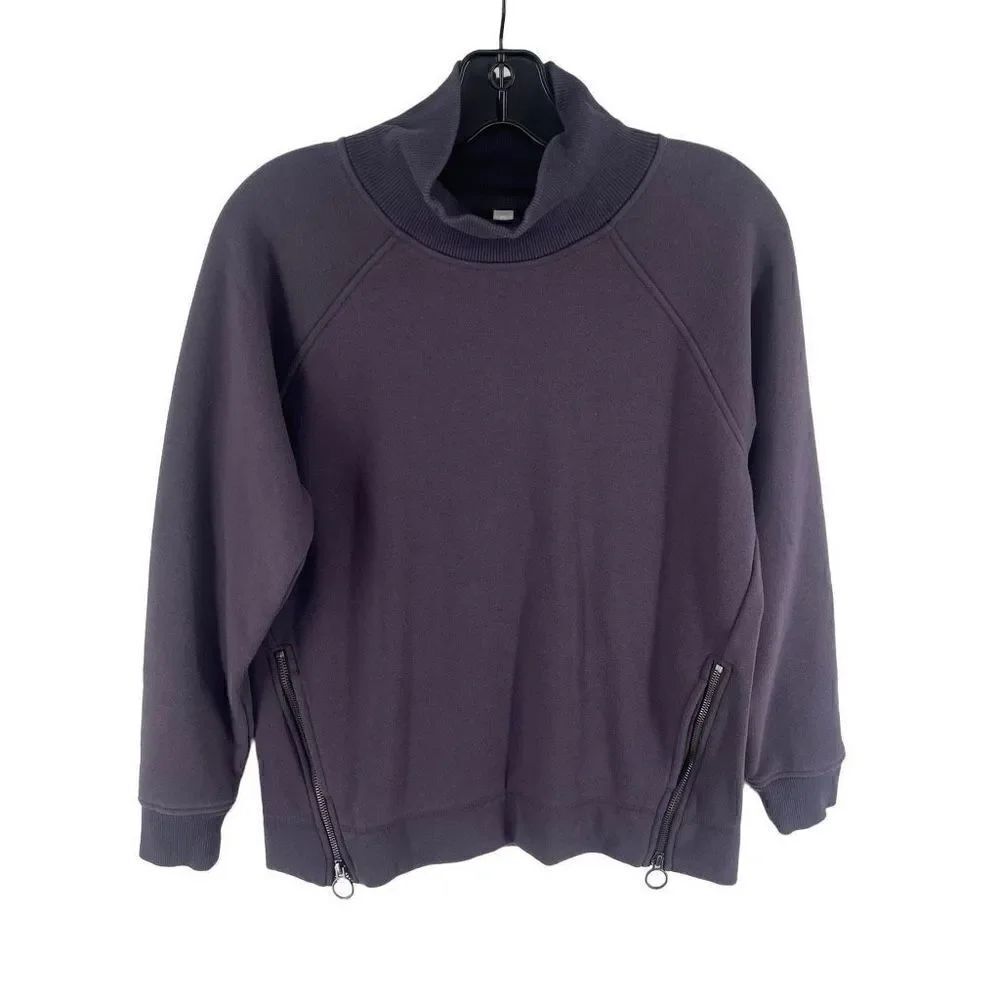 Athleta Women's Mock Neck Sweatshirt Zip Long Sleeve Pullover Navy Blue Size XS